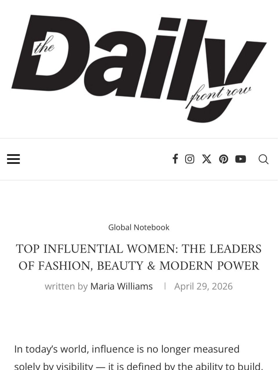 Top Influential Women: The Leaders of Fashion, Beauty & Modern Power